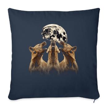 Hyène Africain Animal Hurlant Lune - Housse de coussin décorative 45 x 45 cm - bleu marine - Devant