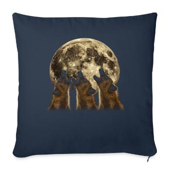 Hyène Africain Animal Hurlant Lune - Housse de coussin décorative 45 x 45 cm - bleu marine - Devant