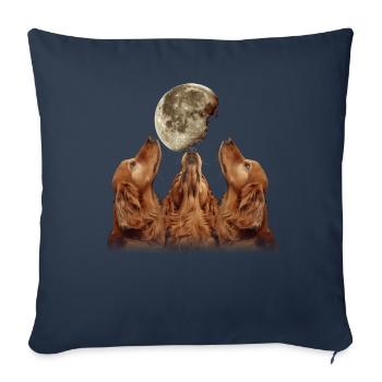 Irish Setter Dog Howling Moon - Sofa pillowcase 17,3'' x 17,3'' (45 x 45 cm) - navy - Front