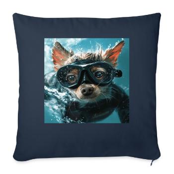 Chien - Housse de coussin décorative 45 x 45 cm - bleu marine - Devant