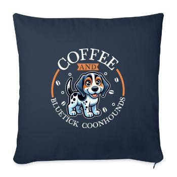 Café et Bluetick Coonhound - Housse de coussin décorative 45 x 45 cm - bleu marine - Devant