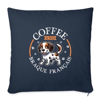 Café et Braque Français - Housse de coussin décorative 45 x 45 cm - bleu marine - Devant