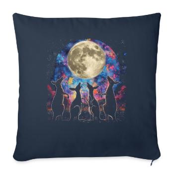 Kangourou Australie Lune Hurlante - Housse de coussin décorative 45 x 45 cm - bleu marine - Devant