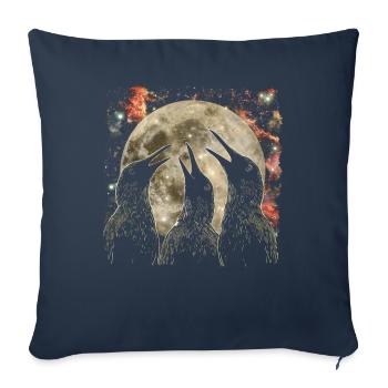 Kiwi oiseau Nouvelle-Zélande lune hurlante - Housse de coussin décorative 45 x 45 cm - bleu marine - Devant