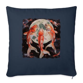 Koi Fish Carp Nishikigoi Japan Howling Moon - Sofa pillowcase 17,3'' x 17,3'' (45 x 45 cm) - navy - Front
