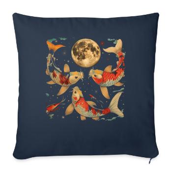 Koi Fish Carp Nishikigoi Japan Howling Moon - Sofa pillowcase 17,3'' x 17,3'' (45 x 45 cm) - navy - Front