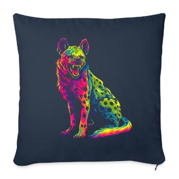 Hyène Afrique Animal Safari Popart - Housse de coussin décorative 45 x 45 cm - bleu marine - Devant