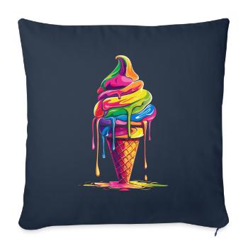Cornet de crème glacée Popart - Housse de coussin décorative 45 x 45 cm - bleu marine - Devant