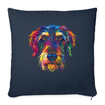 Lévrier irlandais Chien Popart - Housse de coussin décorative 45 x 45 cm - bleu marine - Devant