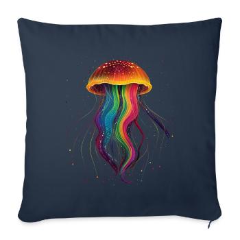 Méduse Ocean Popart - Housse de coussin décorative 45 x 45 cm - bleu marine - Devant