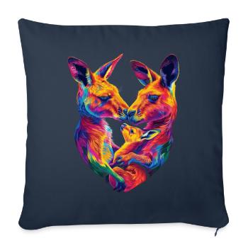 Kangaroo Family Australia Popart - Sofa pillowcase 17,3'' x 17,3'' (45 x 45 cm) - navy - Front
