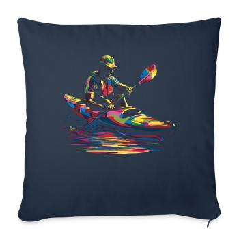 Kayak Kayakiste Popart - Housse de coussin décorative 45 x 45 cm - bleu marine - Devant