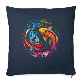Koi Fish Carpe Nishikigoi Japon Popart - Housse de coussin décorative 45 x 45 cm - bleu marine - Devant