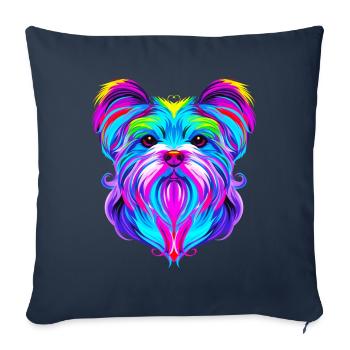 Popart de chien maltais - Housse de coussin décorative 45 x 45 cm - bleu marine - Devant