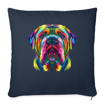 Dogue Chien Popart - Housse de coussin décorative 45 x 45 cm - bleu marine - Devant