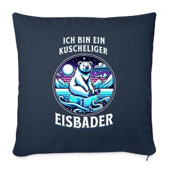 Kuscheliger Eisbader Eisbär schwimmt auf Eiswürfel - Sofakissenbezug 45 x 45 cm - Navy - Vorne
