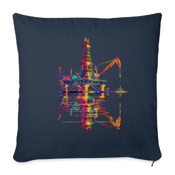Plate-forme pétrolière Champ pétrolier Popart - Housse de coussin décorative 45 x 45 cm - bleu marine - Devant
