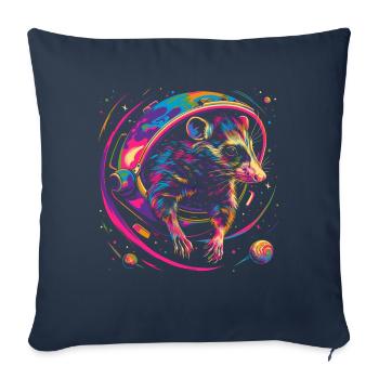 Opossum Astronaute de l’espace Popart - Housse de coussin décorative 45 x 45 cm - bleu marine - Devant