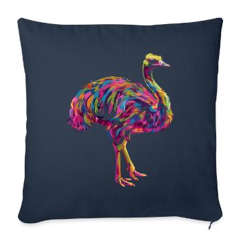 Autruche Animal Popart - Housse de coussin décorative 45 x 45 cm - bleu marine - Devant