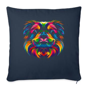 Chien pékinois Popart - Housse de coussin décorative 45 x 45 cm - bleu marine - Devant