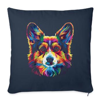 Pembroke Welsh Corgi Chien Popart - Housse de coussin décorative 45 x 45 cm - bleu marine - Devant
