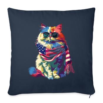 Persian Cat Patriotic US Flag Lunettes de soleil - Housse de coussin décorative 45 x 45 cm - bleu marine - Devant