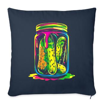 Concombre Aneth Pot Popart - Housse de coussin décorative 45 x 45 cm - bleu marine - Devant