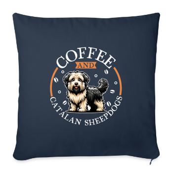 Café et Gos d’Atura Català - Housse de coussin décorative 45 x 45 cm - bleu marine - Devant