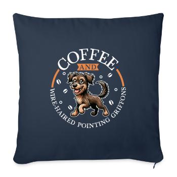 Café et Cesky fousek - Housse de coussin décorative 45 x 45 cm - bleu marine - Devant
