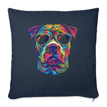 Pitbull Pittie Chien Popart - Housse de coussin décorative 45 x 45 cm - bleu marine - Devant