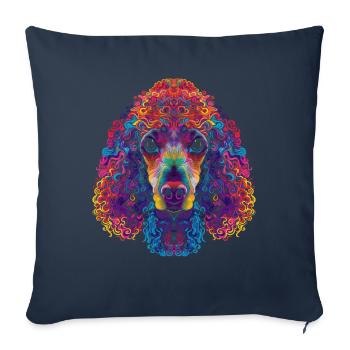 Caniche Chien Popart - Housse de coussin décorative 45 x 45 cm - bleu marine - Devant