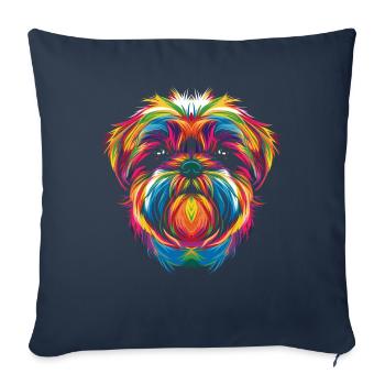 Shih Tzu Chien Popart - Housse de coussin décorative 45 x 45 cm - bleu marine - Devant