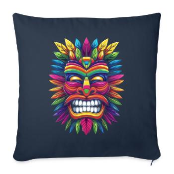 Tiki Luau Hawaii Hawaii Tiki Maske Popart - Sofakissenbezug 45 x 45 cm - Navy - Vorne