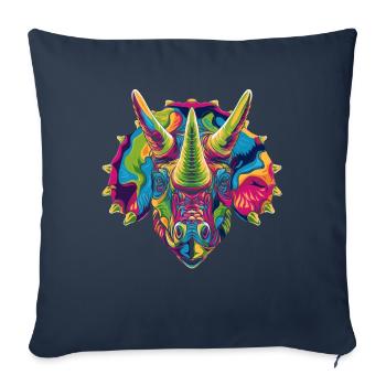 Triceratops Dinosaure Popart - Housse de coussin décorative 45 x 45 cm - bleu marine - Devant