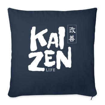 Kaizen Life Japonais Japon Motivation - Housse de coussin décorative 45 x 45 cm - bleu marine - Devant