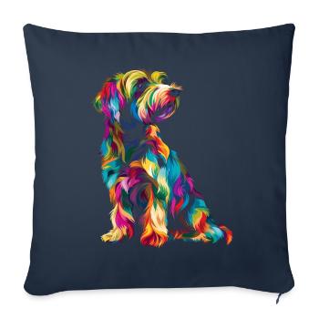 Wheaten Terrier Chien Popart - Housse de coussin décorative 45 x 45 cm - bleu marine - Devant