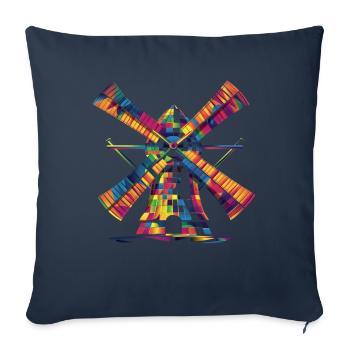 Moulin à vent Énergie éolienne Turbine Popart - Housse de coussin décorative 45 x 45 cm - bleu marine - Devant