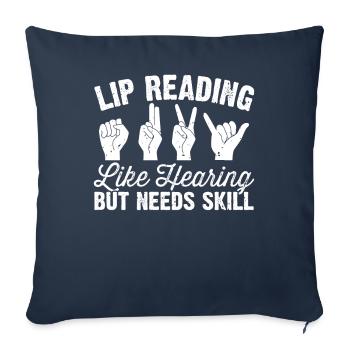 Fierté des sourds Langue des signes ASL - Housse de coussin décorative 45 x 45 cm - bleu marine - Devant