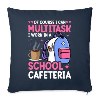 Cafétéria Employé Déjeuner Dame Multitâche - Housse de coussin décorative 45 x 45 cm - bleu marine - Devant