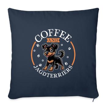 Café et Terrier de chasse allemand - Housse de coussin décorative 45 x 45 cm - bleu marine - Devant