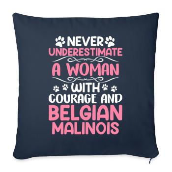 A woman with courage and Belgian Malinois Girl women - Sofa pillowcase 17,3'' x 17,3'' (45 x 45 cm) - navy - Front