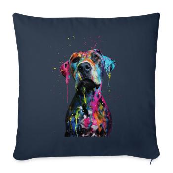 Chien - Housse de coussin décorative 45 x 45 cm - bleu marine - Devant