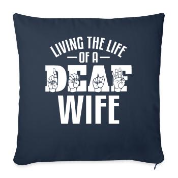 Fierté des sourds Langue des signes ASL - Housse de coussin décorative 45 x 45 cm - bleu marine - Devant