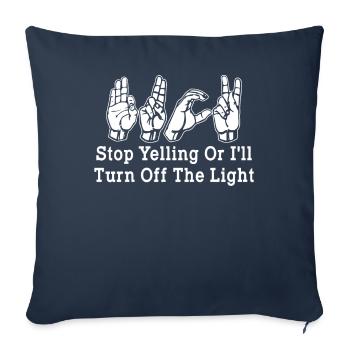 Fierté des sourds Langue des signes ASL - Housse de coussin décorative 45 x 45 cm - bleu marine - Devant