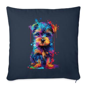 Chien - Housse de coussin décorative 45 x 45 cm - bleu marine - Devant