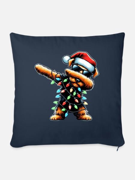 Tupfender Airedale Terrier Hund Weihnachten Xmas - Sofakissenbezug 45 x 45 cm - Navy