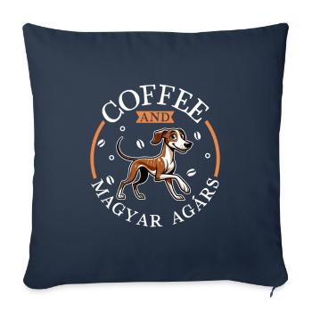 Café et Magyar Agár - Housse de coussin décorative 45 x 45 cm - bleu marine - Devant