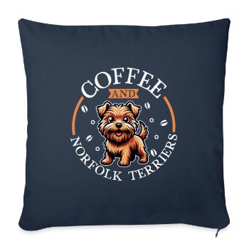 Coffee and Norfolk Terrier - Sofa pillowcase 17,3'' x 17,3'' (45 x 45 cm) - navy - Front