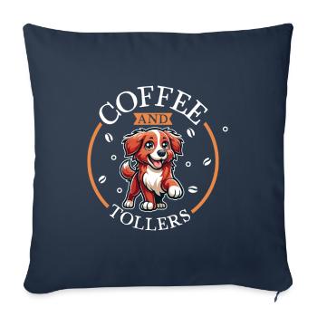 Coffee et Nova Scotia Duck Tolling Retriever - Housse de coussin décorative 45 x 45 cm - bleu marine - Devant