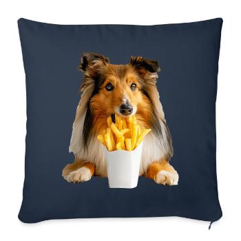 Chien de berger Shetland - Housse de coussin décorative 45 x 45 cm - bleu marine - Devant